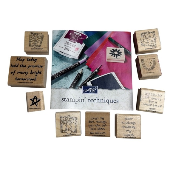 Vintage 1998 2002 Stampin Up Stamps 9 Pieces Stamp Set Valentine Heart/Thank You - Picture 1 of 6